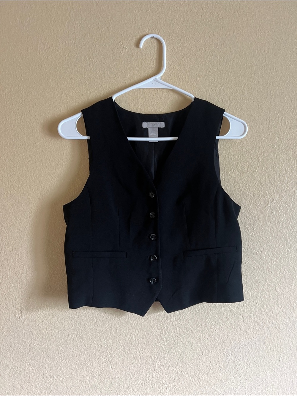 H&M Black Tailored Button Front Vest